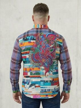 Robert Graham Limited Edition Shirt 3XL Classic Fit Patchwork Embroidery Paisley